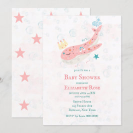 ボホプリンセスホエールガールベビーシャワー招待状