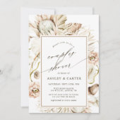 ボホプロテアパンパスグラスウォーターカラーカップルシャワー 招待状 (正面)