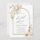 ボホプロテアパンパスグラスフローラアーチブライダルシャワー 招待状 (正面)