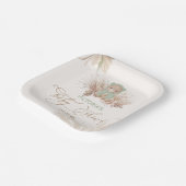 ボホベアパンパスベビーシャワーグリーン ペーパープレート (傾斜あり)