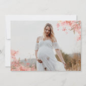 ボホベアーピンクフローラパンパグラスガールベビーシャワー 招待状 (裏面)