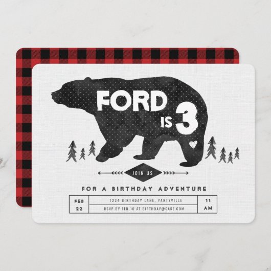 ボホベア誕生日招待状 招待状 (正面/裏面)