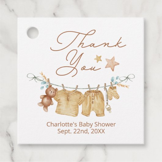 ボホベイビーシャワーありがとうラベル フェイバータグ (正面)