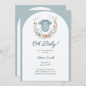 ボホベイビーシャワーオ男の赤ちゃんガーランド素朴 招待状 (正面/裏面)