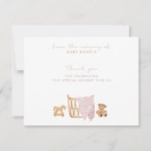 ボホベイビーシャワーサンキューカード-ベビーベッド 招待状 (正面)