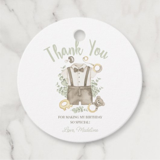 ボホベイビーシャワーパーティーサークルありがとうラベル フェイバータグ (正面)