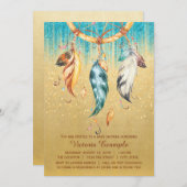 ボホベイビーシャワーボーイガールトライバルドリームキャッチャー 招待状 (正面/裏面)