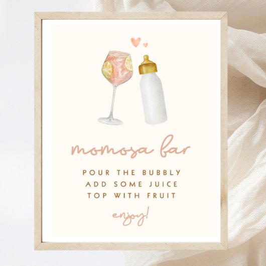 ボホベイビーシャワーモモモザバーサイン ポスター