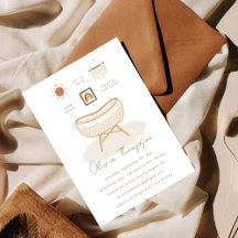 ボホベイビーシャワー子供部屋テラコッタ招待状