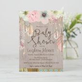 ボホベイビーシャワー招待状トライバルフェザー素朴 招待状 (スタンド正面)