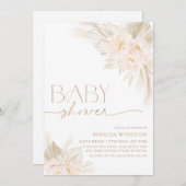 ボホベイビーシャワー招待状フローラライトピンク 招待状 (正面/裏面)