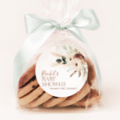 ボホベイビーシャワー招待状フローラ緑素朴 ラウンドシール