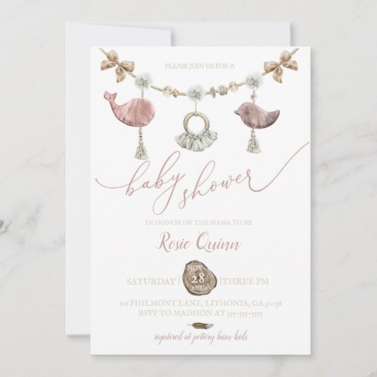 ボホベイビーシャワー招待状マクラメベビーシャワー 招待状 (正面)