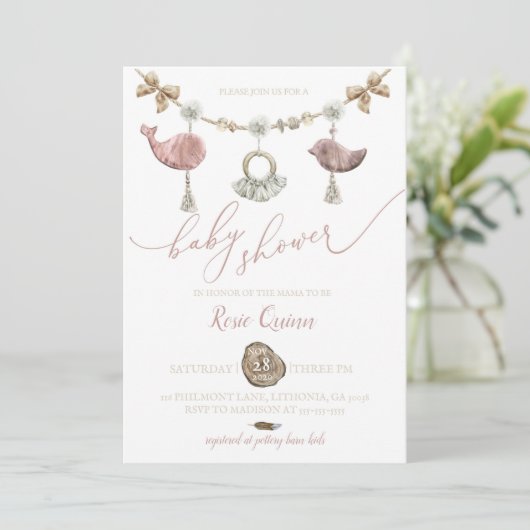 ボホベイビーシャワー招待状マクラメベビーシャワー 招待状 (スタンド正面)