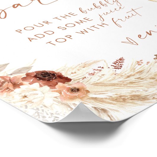 ボホベイビーシャワー桃佐バーサイン |ミモサバー標識 ポスター (角)