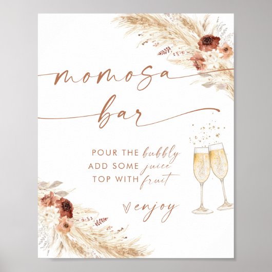 ボホベイビーシャワー桃佐バーサイン |ミモサバー標識 ポスター (正面)