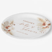 ボホベイビーシャワー紙プレート |モダンフローラ ペーパープレート (アングル)