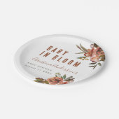 ボホベイビーシャワー緑素朴愛 ペーパープレート (アングル)