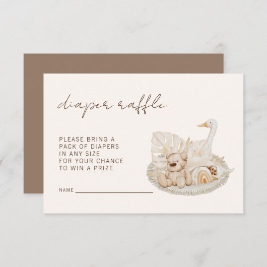 ボホベビーおむつラッフルシャワ男女兼用ー エンクロージャーカード (正面/裏面)