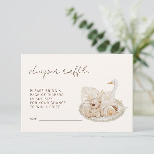 ボホベビーおむつラッフルシャワ男女兼用ー エンクロージャーカード (スタンド正面)