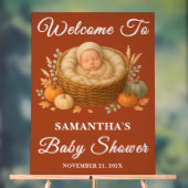 ボホベビーインバスケット秋ベビーシャワー歓迎 アクリルサイン (ニュートラル)