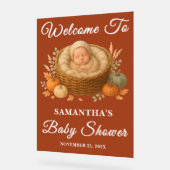 ボホベビーインバスケット秋ベビーシャワー歓迎 アクリルサイン (傾斜)