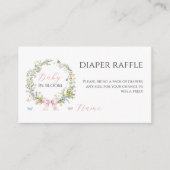 ボホベビーイン開花ピンクボウ赤ちゃんシャワーおむつ エンクロージャーカード (正面)