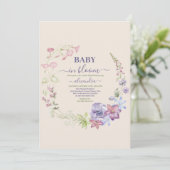 ボホベビーイン開花ベビーガールベビーシャワー 招待状 (スタンド正面)