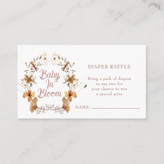 ボホベビーイン開花ベビーシャワーおむつラッフル エンクロージャーカード (正面)