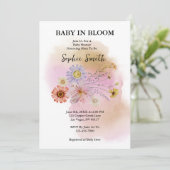 ボホベビーイン開花ワイルドフラワーウォーター色 招待状 (スタンド正面)