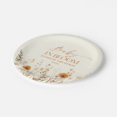 ボホベビーイン開花ワイルドフラワーベビーシャワー ペーパープレート (アングル)