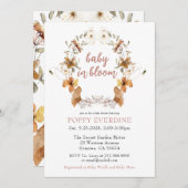 ボホベビーイン開花ワイルドフラワーベビーシャワー 招待状 (正面/裏面)