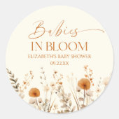 ボホベビーイン開花山花双生児ベイビーシャワー ラウンドシール (正面)