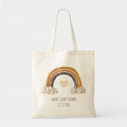 ボホベビーウォーターカラーレインボーキツネハートトートバッグ トートバッグ (正面)