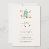 ボホベビーガールウェア赤ちゃんシャワー招待状 招待状 (正面)