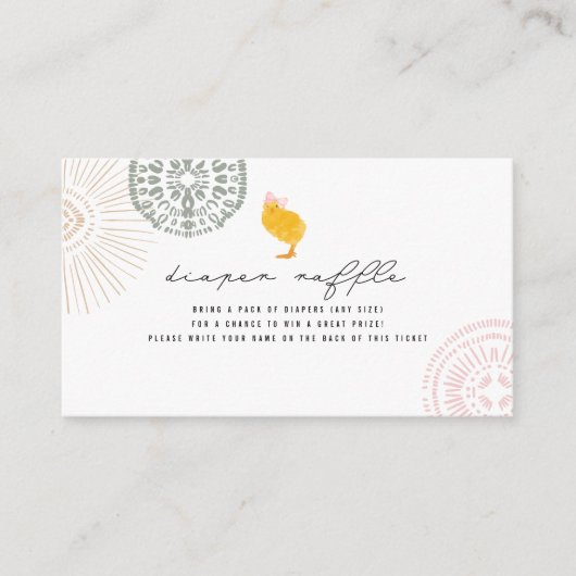 ボホベビーガールシックおむつラッフル エンクロージャーカード (正面)