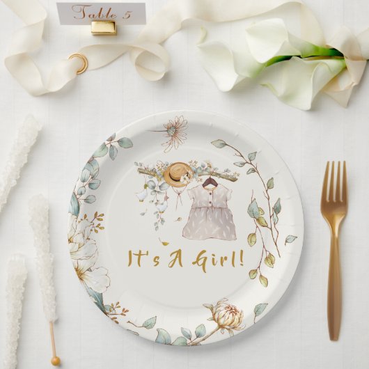 ボホベビーガールドレスコーディネート ペーパープレート (ウェディング)
