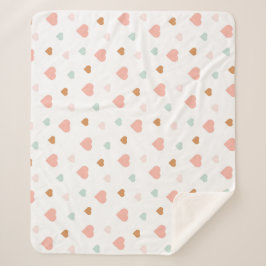 ボホベビーガールパステルラブハート シェルパブランケット
