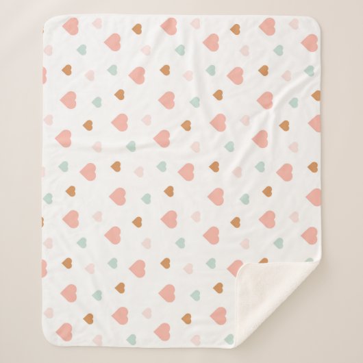 ボホベビーガールパステルラブハート シェルパブランケット (正面)