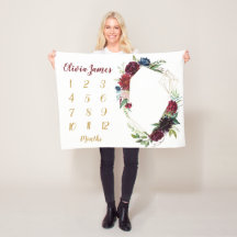 ボホベビーガールマイルストーン月次ベビーブランケット