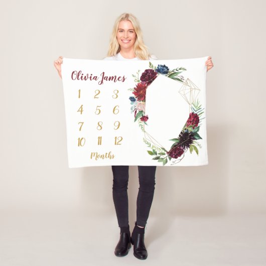 ボホベビーガールマイルストーン月次ベビーブランケット フリースブランケット (インサイチュ)