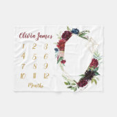 ボホベビーガールマイルストーン月次ベビーブランケット フリースブランケット (正面(横))