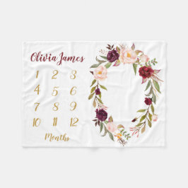 ボホベビーガールマイルストーン月次ベビーブランケット フリースブランケット