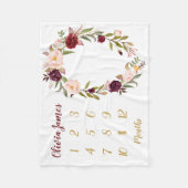 ボホベビーガールマイルストーン月次ベビーブランケット フリースブランケット (正面)