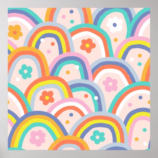 ボホベビーサマーお洒落レインボーシームレスパター ポスター (正面)