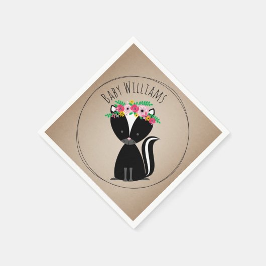 ボホベビースカンクベビーシャワーナプキンス スタンダードカクテルナプキン (角)