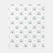 ボホベビースローパステルピンクネイビーレインボースタイル フリースブランケット (正面)