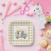 ボホベビーゾウとモンキーゴルフ赤ちゃんシャワー ペーパープレート (パーティー)