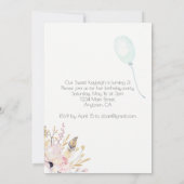 ボホベビーゾウ小さな女の子の誕生日パーティー 招待状 (裏面)