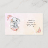 ボホベビーゾウ珊瑚ベビーシャワー登録 エンクロージャーカード (正面)